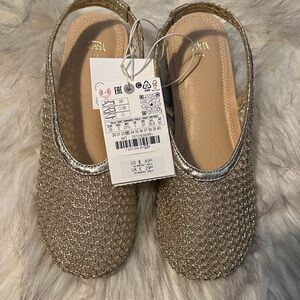 Zara backless ballet flats in gold for girls